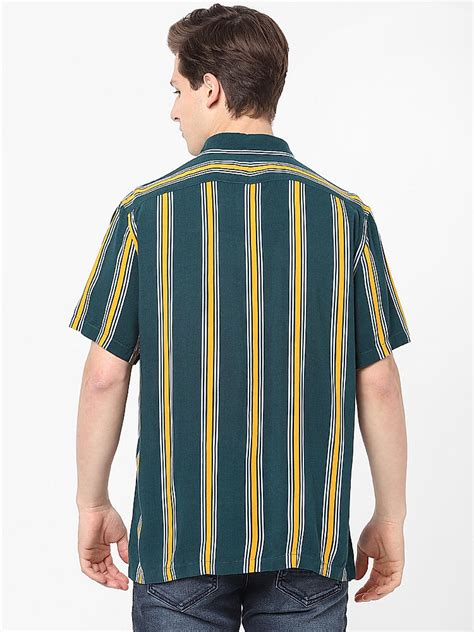 Buy Dark Green Striped Shirt for Men Online at Celio