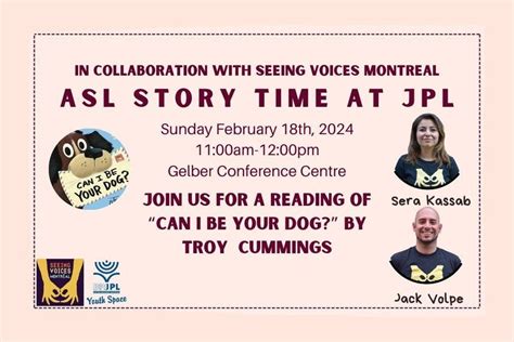 ASL StoryTime: Can I be your dog? (with Jewish Public Libarary), JPL ...