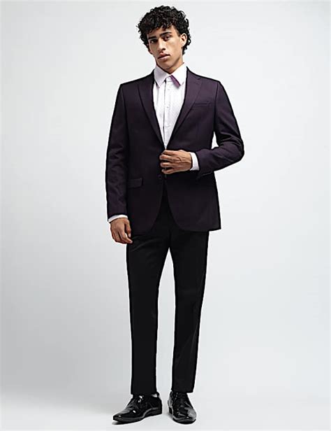 Buy Textured Slim Fit Single-Breasted Blazer at Marks & Spencer
