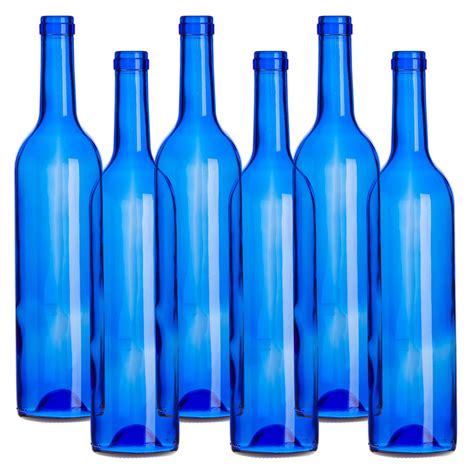 Empty Blue Wine Bottles