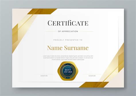 White blue and gold certificate of corporate luxury and modern template ...