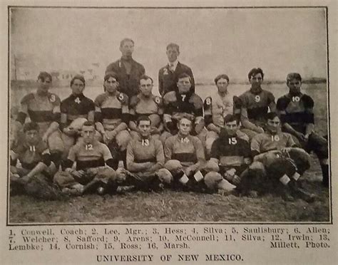 The University of New Mexico football team for 1908. They would not be ...