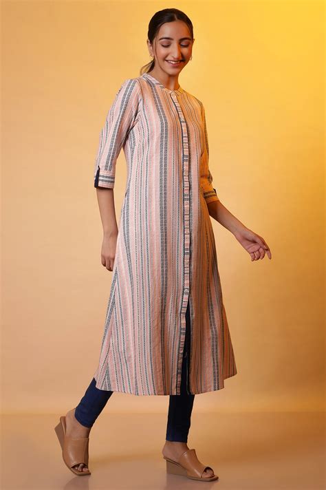 Buy Multi-coloured Striped Dobby Kurta Online for Woman | Shop for Aurelia