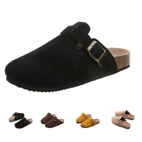 BERANMEY Women's Suede Clogs & Mules Stylish Leather Mules with Arch ...