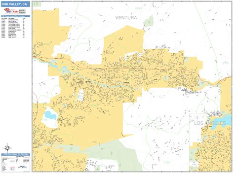 Simi Valley California Wall Map (Basic Style) by MarketMAPS - MapSales.com