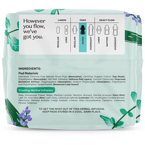 The Honey Pot 100% Organic Cotton Cover Super Pads - Cooling Herbal ...