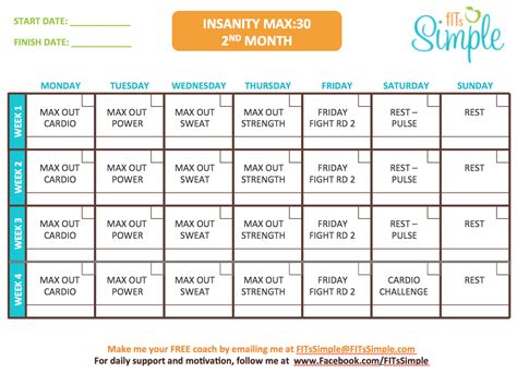 Insanity Max 30 Workout Calendar - FREE DOWNLOAD!! | Insanity Max 30 ...