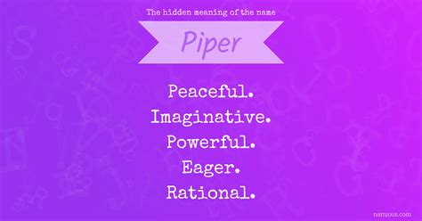 The hidden meaning of the name Piper | Namious