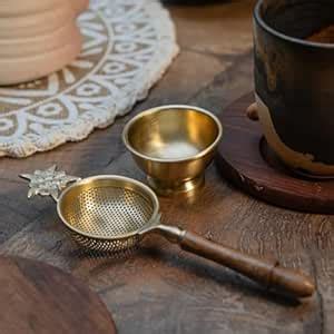 Buy AMBI Gold Flower Matte Finish Brass Tea Medium Sized Strainer 2 ...