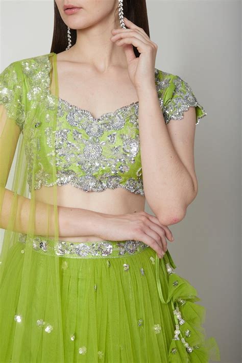 Olive Green Embroidered Lehenga Set – Preeti s kapoor