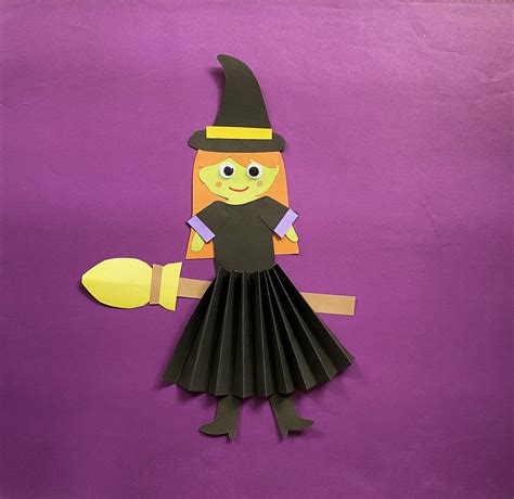 Paper Halloween Witch Craft for Kids - Free Printable Template