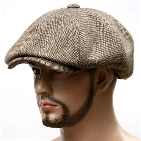 Oversized WOOL Rich TWEED Gatsby Newsboy Cap Golf Driving Flat Cabbie ...