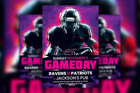 Pink and Purple Football Game Day Flyer Template Free Download ...