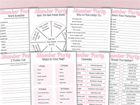 Slumber Party Games Pajama Party Sleepover Party Game - Etsy UK