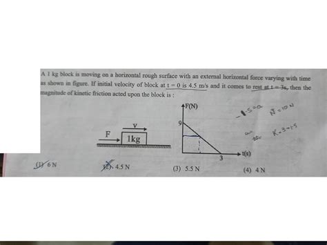 A 1 kg block is moving on a horizontal rough surface with an external ...