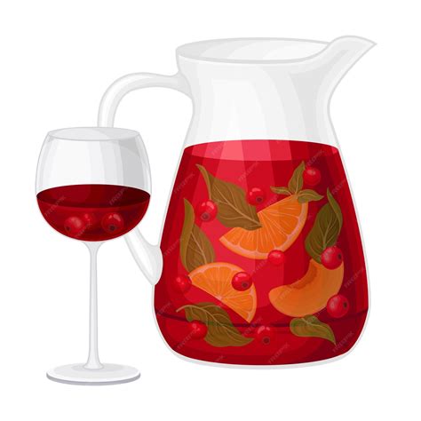 Premium Vector | Sangria drink from red wine with fruit and spice as ...