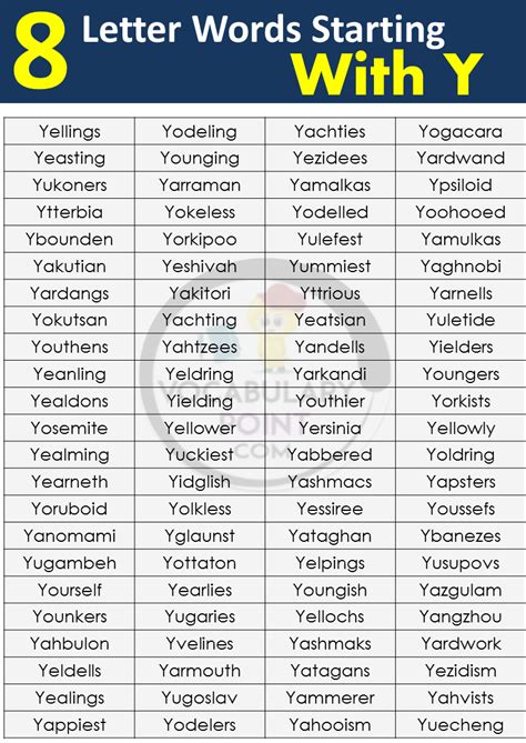 8 Letter Words Starting with Y - Vocabulary Point