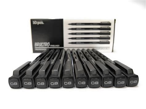 BRUSTRO Professional Pigment Based Fine Liner Box of 10 (tip Sizes of 0 ...