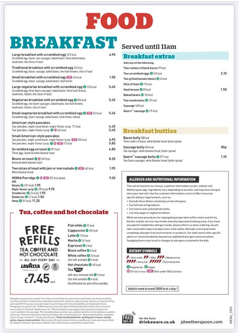 Wetherspoons – NEC Wetherspoons Birmingham's full menu online