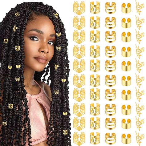Amazon.com : Tyqour 50pcs Gold Hair Jewelry for Braids Accessories Loc ...