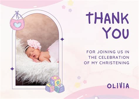 Free, printable custom christening thank you card templates ...