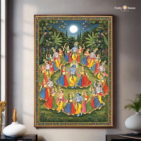 Krishna Raas Leela Pichwai Wall Art | Traditional Decor – Pretty Homes ...