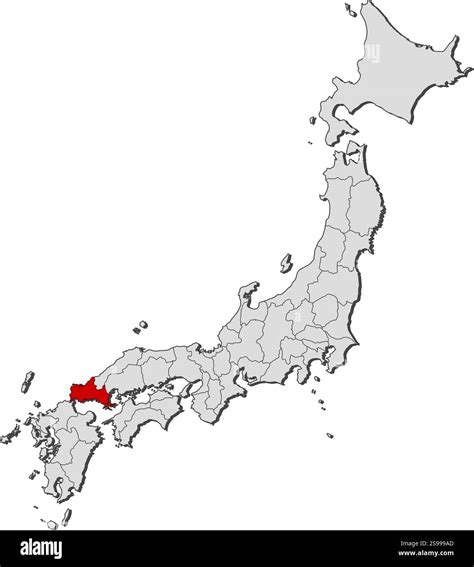 Map of Japan with the provinces, Yamaguchi is highlighted Stock Vector Image & Art - Alamy