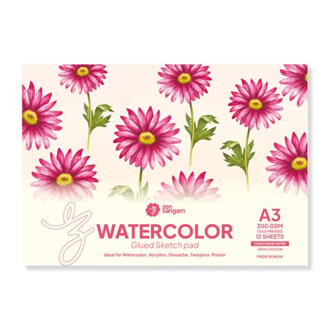 Watercolor Glued Sketch Paper Pad - 300 GSM | 100% Cotton Handmade Pap ...