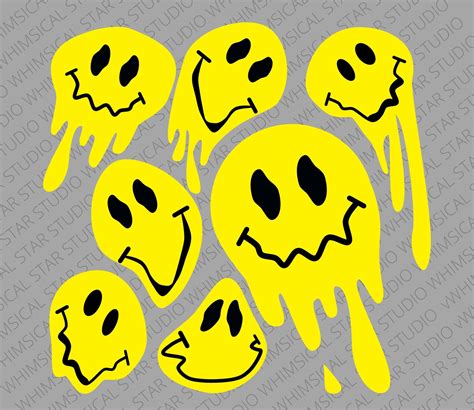 Drippy Smiley Face Melting Smiley Face Dripping Emoji Faces - Etsy