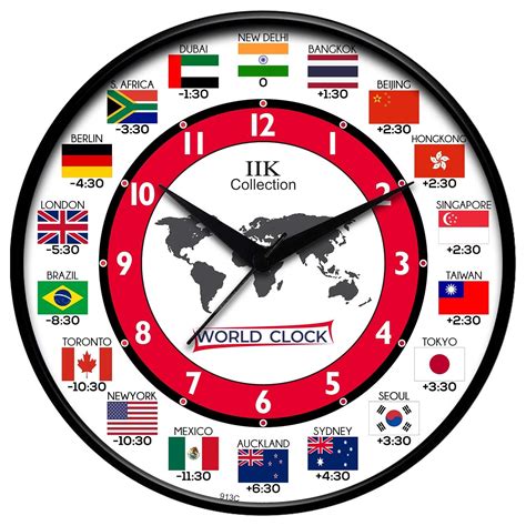 Buy IIK COLLECTION Designer Plastic Analogue Round World Wall Clock for ...