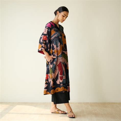 Buy Chitra Modal Satin Kurta - Black | Rustorange