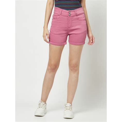 Buy CRIMSOUNE CLUB Women Pink High Waisted Shorts Online