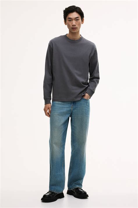 Men’s Gray Loose-Fit Long-Sleeved Jersey Shirt | H&M CA