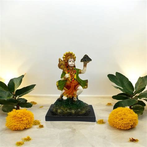 Divine Hanuman Ji Resin Figurine – Sanjeevani Parvat Idol for Spiritual ...