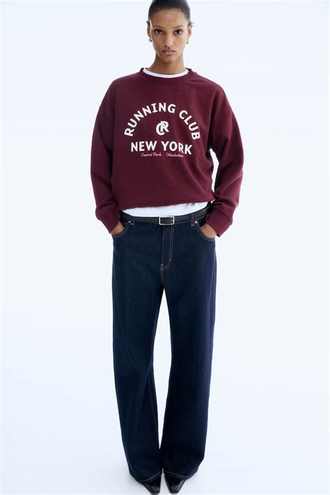 Text-motif sweatshirt - Burgundy/Running Club - Ladies | H&M IN