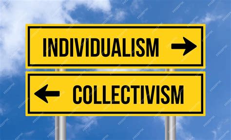 Individualism or collectivism road sign on cloudy sky background ...