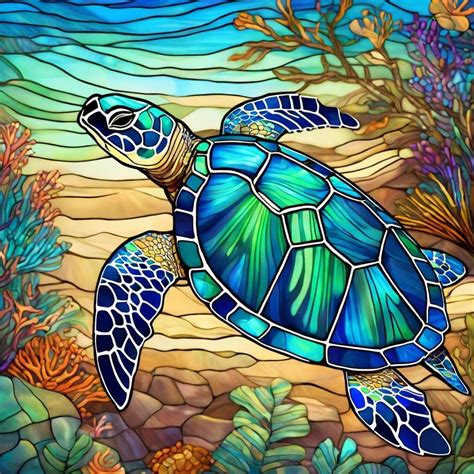 Stained Glass Sea Turtle Full Drill Diamond Painting Kit in 2025 | Sea ...