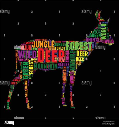 Deer Typography word cloud colorful Vector illustration Stock Vector ...