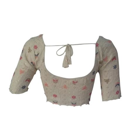 Sustainable Style: Hand-Embroidered Khadi Cotton Readymade Blouse ...