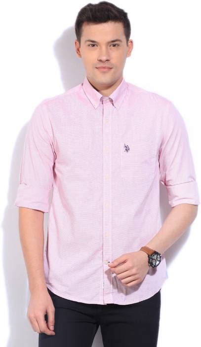 U.S. Polo Assn Men's Striped Casual Pink Shirt - Buy RED U.S. Polo Assn ...