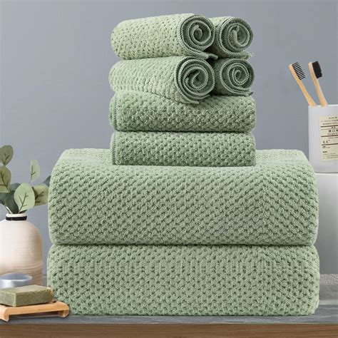 Amazon.com: 8-Piece Green Bath Towels Set,2 Oversized Large Bath Towels ...