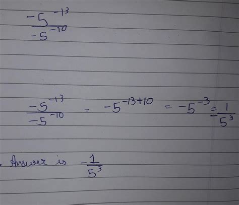 (-5)raised to the power minus 13 divided by (-5)raised to the power ...