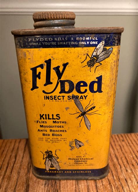 Vintage FLY DED Insect Killer; Bug Spray; 1930s Pesticide Tin