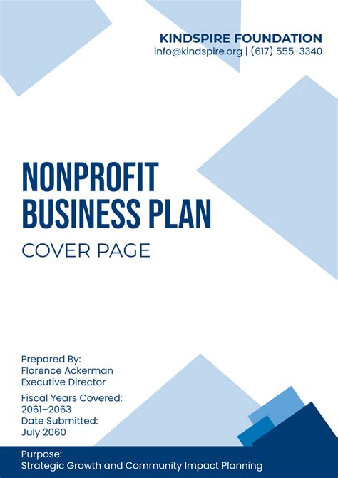 Free Blue Nonprofit Business Plan Cover Page Template to Edit Online