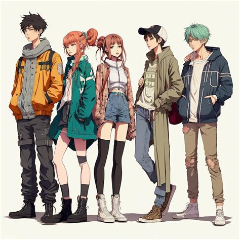 Grupo de jovens em mangá estilo anime meninas e meninos Generative AI ...