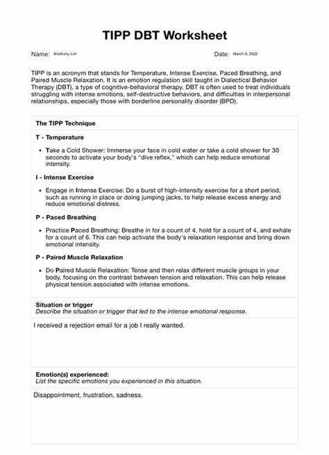 Tipp Dbt Worksheet