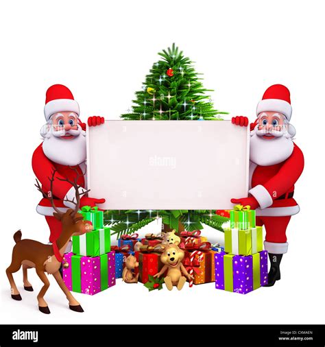 santa claus with big white color sign Stock Photo - Alamy