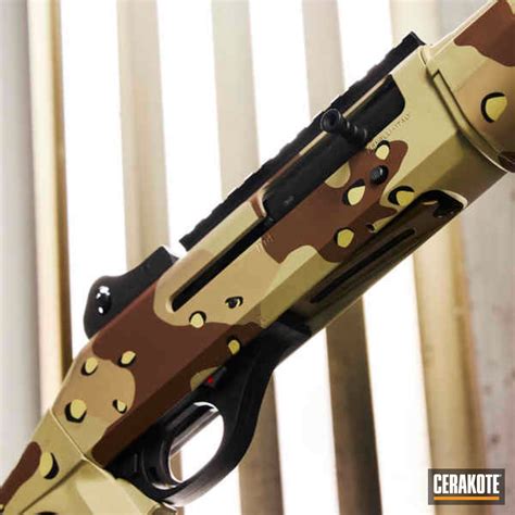 Benellie shotgun coated in chocolate chip camouflage | Cerakote