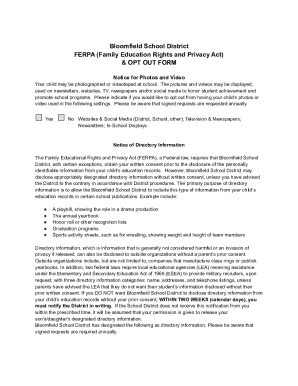 Fillable Online FERPA OPT Out Form Fax Email Print - pdfFiller