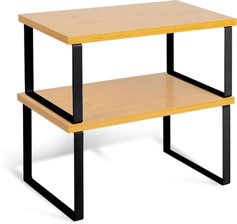 HEFTMAN Kitchen Cupboard Organiser - Set of 2 Wood & Metal Shelves for ...